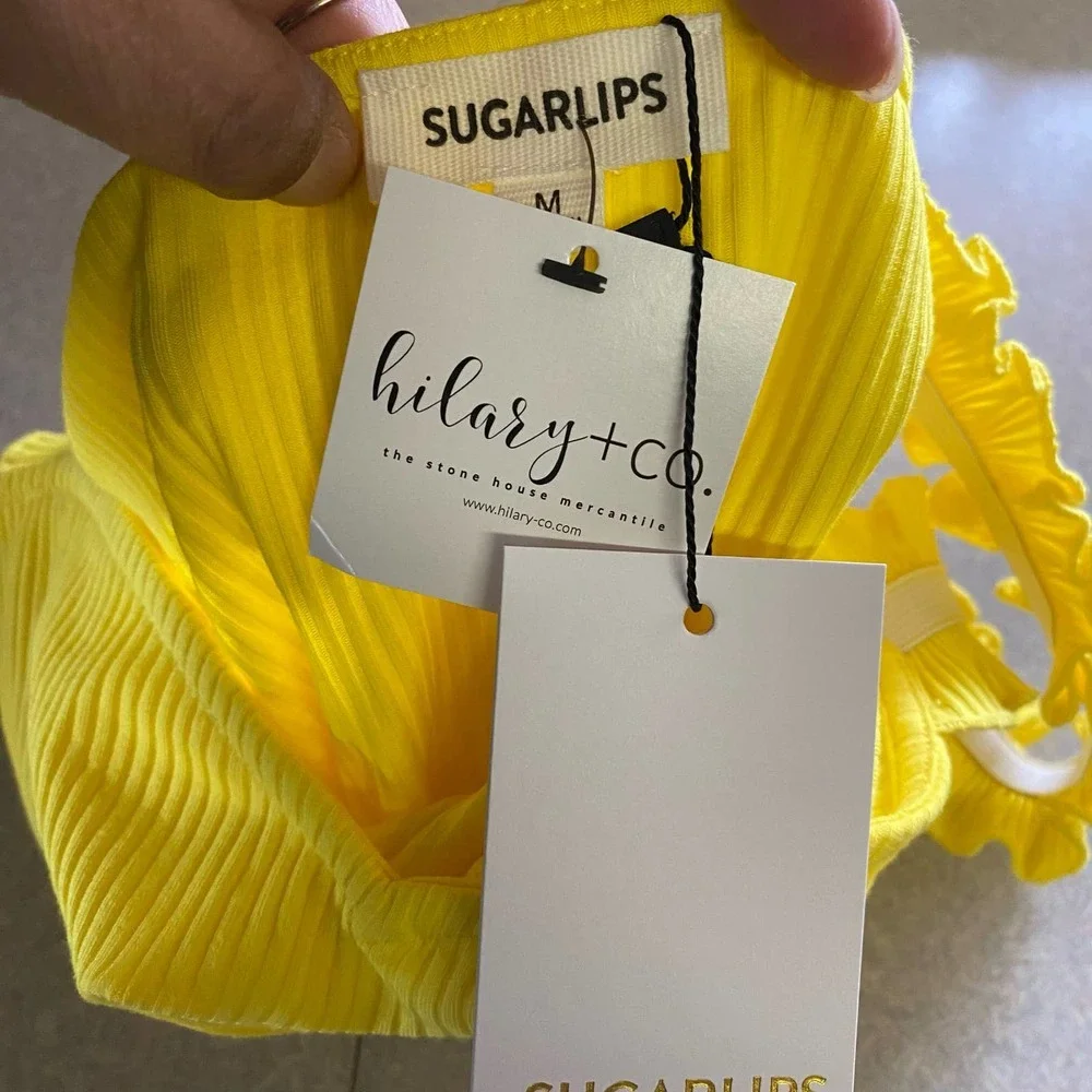 NEW Sugarlips High Roller Ruffle Strap Coastal Granola Rib Knit Tank - Picture 6 of 7